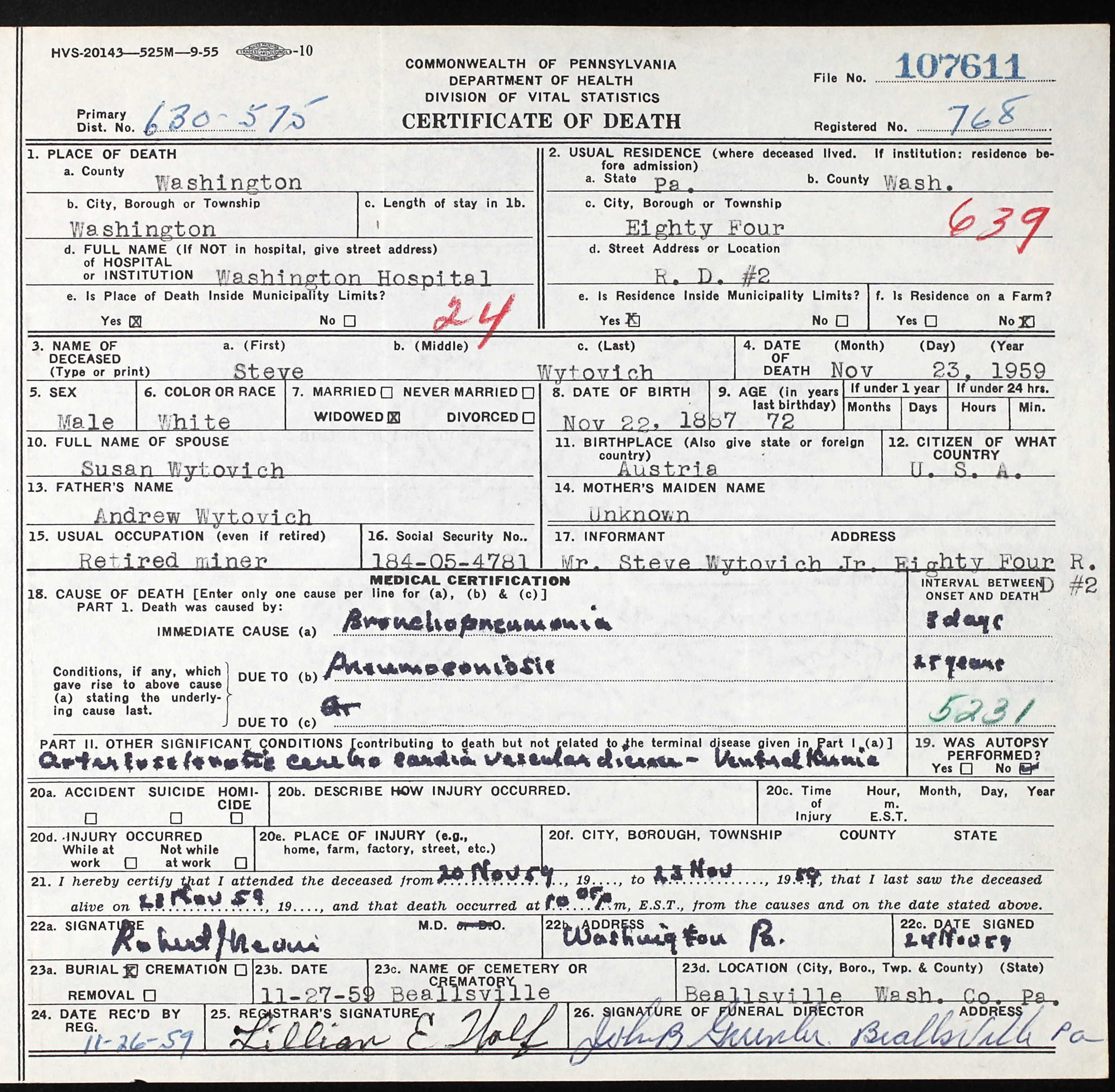 death certificate